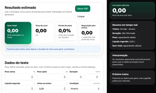 Prévia da calculadora de suor